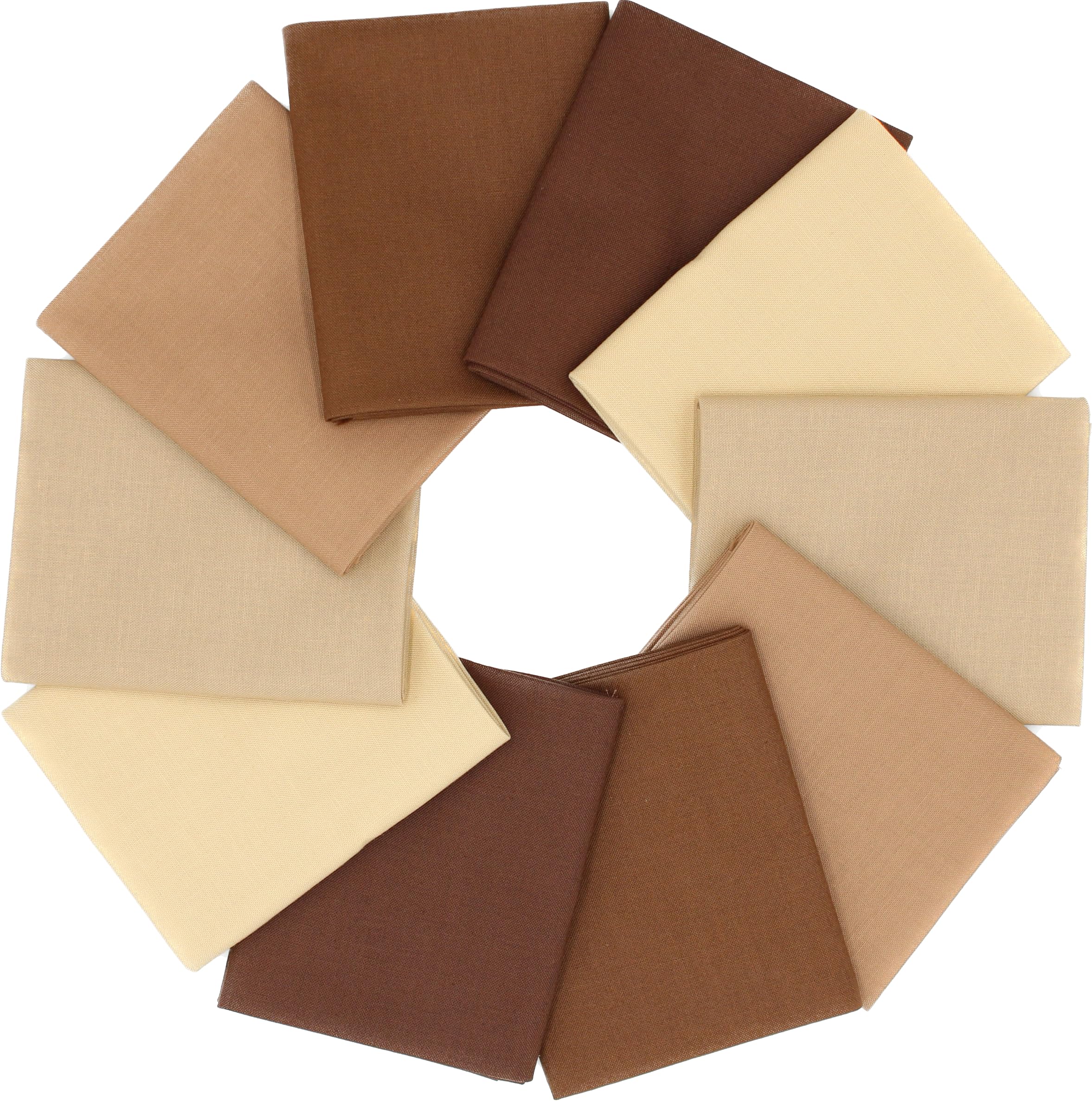 Choice Fabrics Supreme Solids - Fat Quarter Bundle (10 Pack) - Premium 100% Cotton Quilting Fabric (Shades of Brown)