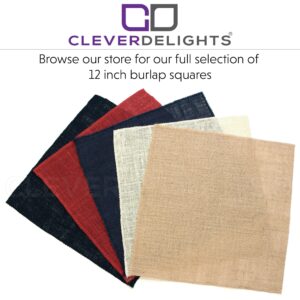 CleverDelights 12 Inch Black Burlap Squares - 4 Pack - Jute Burlap Fabric - Finished Edges - 12" x 12"