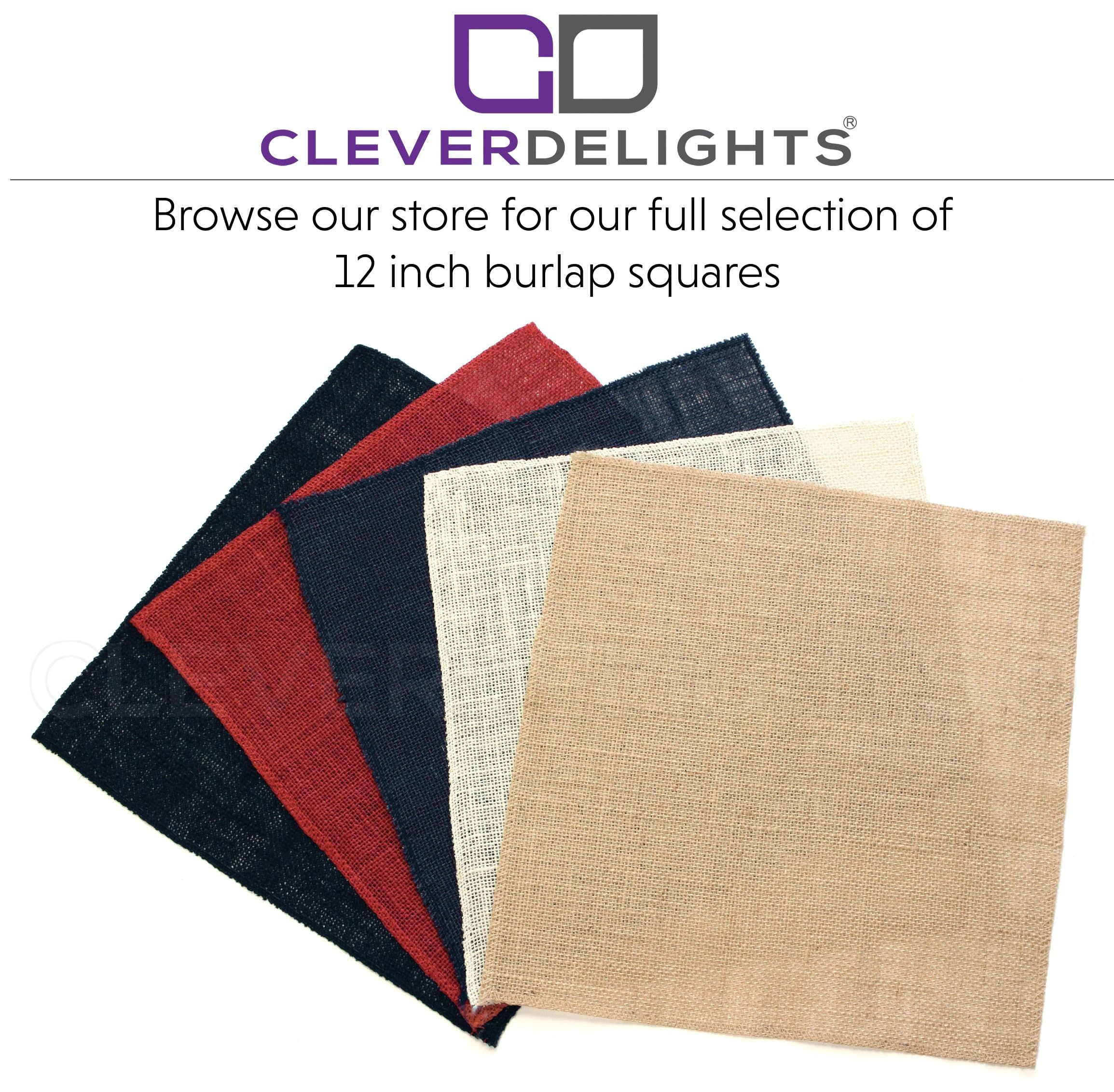 CleverDelights 12 Inch Black Burlap Squares - 4 Pack - Jute Burlap Fabric - Finished Edges - 12" x 12"