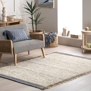 nuloom amina striped 8x10 jute area rug for dining room rug neutral rug living room rug, beige/gray