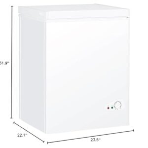 Fcicarn Compact Chest Freezer, 3.5 Cu.Ft. Deep Freezer with Dividers and Basket, Manual Temperature Control, for Home Use, White