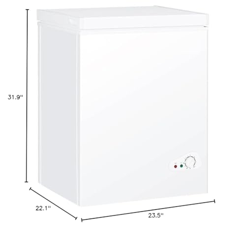 Fcicarn Compact Chest Freezer, 3.5 Cu.Ft. Deep Freezer with Dividers and Basket, Manual Temperature Control, for Home Use, White