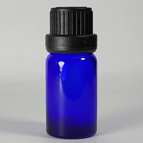 PIPIBA 48Pack 1/3oz (10ml) Essential Oil Dropper Glass Bottle. Refillable Sample Bottles Vials With Orifice Reducer Dropper And Cap For Perfume And Aromatherapy Oils (Blue)