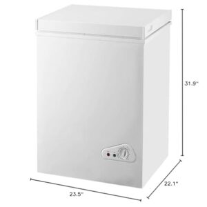 Fcicarn Compact Chest Freezer, 3.5 Cu.Ft. Deep Freezer with Adjustable Clear Bins, Manual Temperature Dial, White