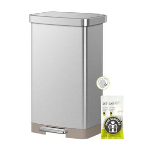 eko hudson matte stainless 75 liter/20 gallon step trash can with rear trash bag storage compartment