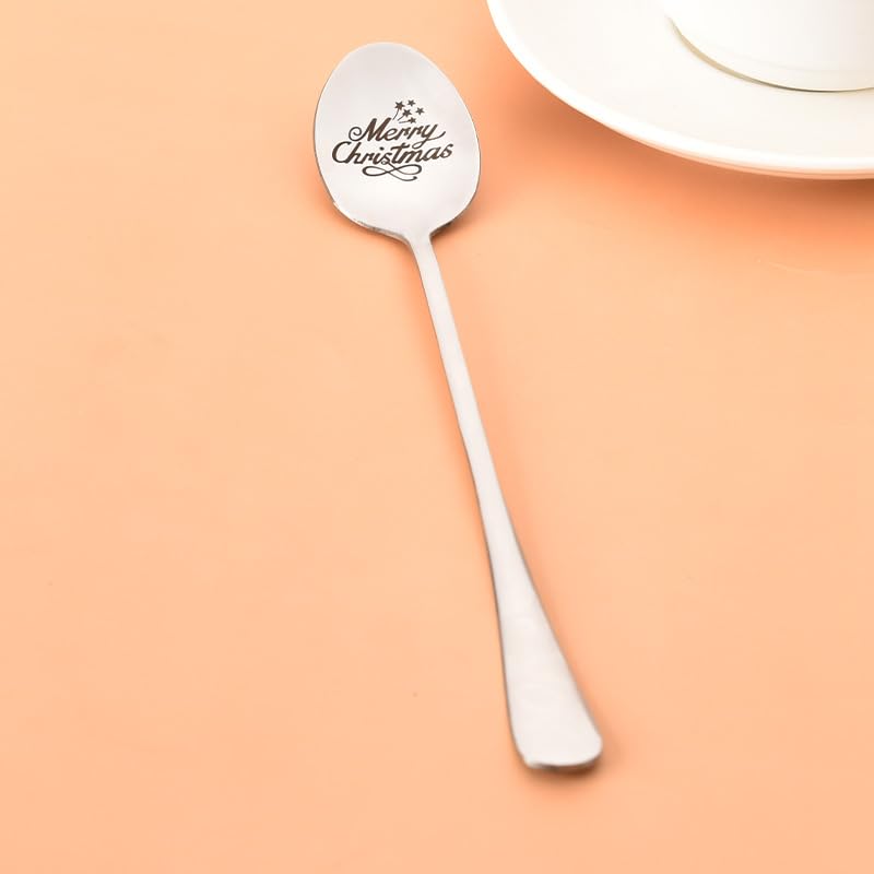 Christmas Gifts for Women Men Friends Xmas Gifts for Mom Dad Christmas Presents for Girls Boys Merry Christmas Spoon Engraved Coffee Tea Spoons Gift Ideas for Daughter Son