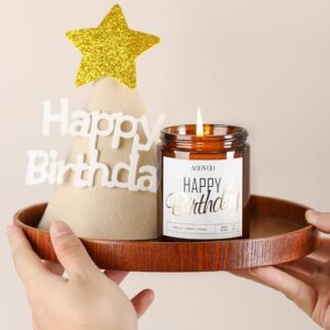 AOOVOO Vanilla Cream Odor Eliminating Highly Fragranced Candle - Eliminates 95% of Pet, Smoke, Food, and Other Smells Quickly, Happy Birthday Soy Candle, 9 oz Up to 50 Hours Burn time