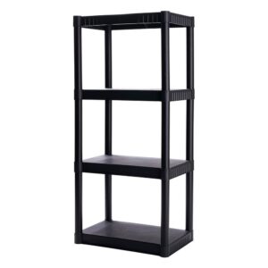 plano 4-shelf plastic storage shelves, 48” x 23” x 14”, 200lb capacity, pantry, office, closet and garage shelves, easy to assemble, durable plastic shelving unit