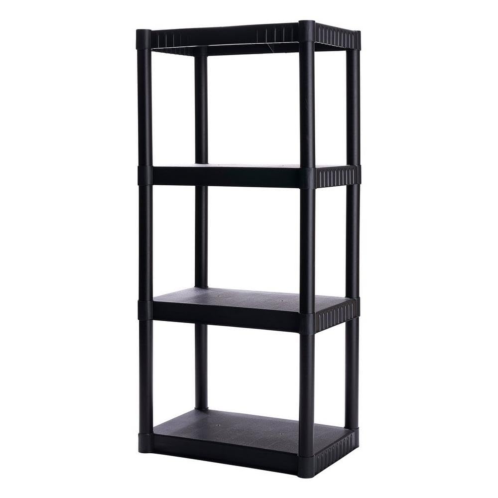 Plano 4-Shelf Plastic Storage Shelves, 48” x 23” x 14”, 200lb Capacity, Pantry, Office, Closet and Garage Shelves, Easy to Assemble, Durable Plastic Shelving Unit