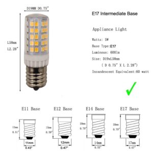 WELESHEI E17 Led Bulb Microwave Oven Light Equivalent 60w Incandescent Warm White Appliance Light for 40w - 60w Type B Candelabra Bulb Dryer Range Hood Refrigerator Sewing Machine Lighting 4 Pack