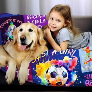 Soccer Girls Blanket,Soft Cozy Flannel Soccer Gifts for Girls,Soccer Blankets and Throws Bed Sofa Christmas Birthday Gifts for Soccer Lovers Soccer Team 50"x40"