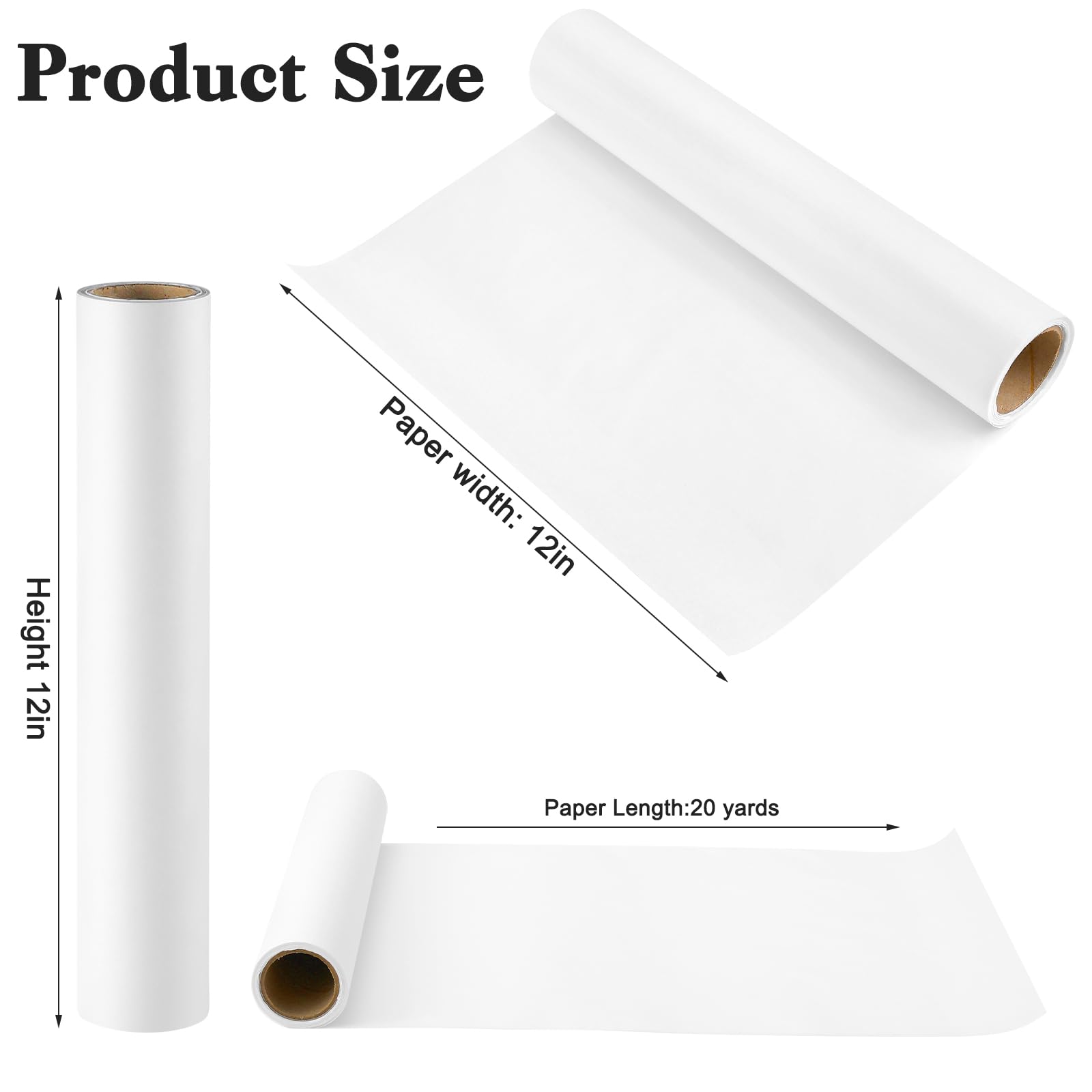 Tracing Paper Roll 12 Inch x 30 Yards White Trace Paper Roll Translucent Pattern Paper for Drawing Sewing Sketching