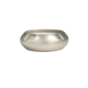 Deco 79 Metal Decorative Candle Sweet Bamboo Scented Wide Dome Shaped 60 oz 4 Wick Aromatherapy Candle with White Wax, Wax Aromatherapy Candle 9" x 9" x 3", Silver