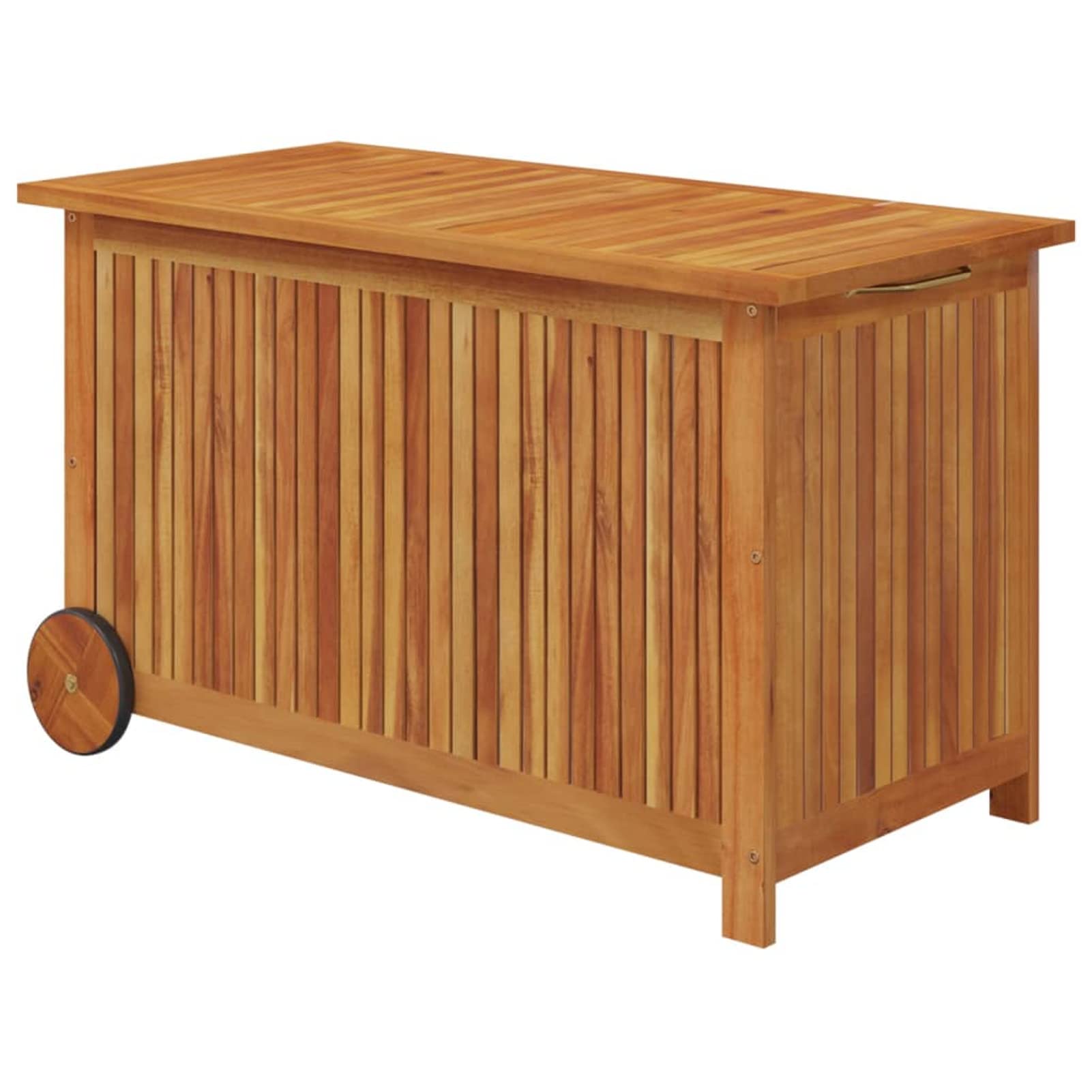 REWIS Patio Storage Box with Wheels Outdoor Storage Bench Outdoor Storage Cabinet Deck Storage Box 35.4"x19.7"x22.8" Solid Wood Acacia