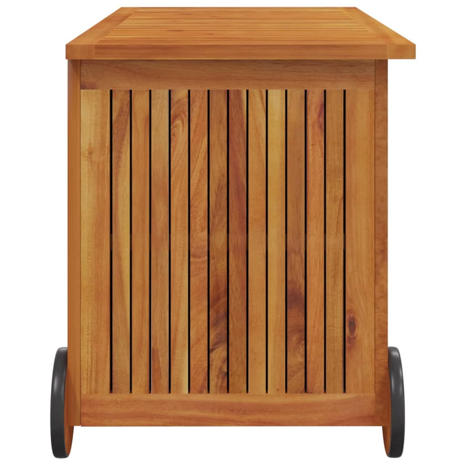 REWIS Patio Storage Box with Wheels Outdoor Storage Bench Outdoor Storage Cabinet Deck Storage Box 35.4"x19.7"x22.8" Solid Wood Acacia