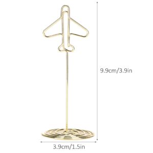 10Pcs Metal Table Number Holders, Airplane Shaped Place Card Holders for Wedding Party Tabletop, Picture Holders Stand for Photo Name Cards Menu Memo