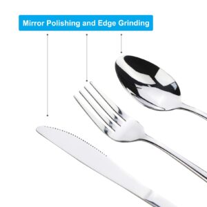 4PCS Premium Travel Utensils With Case, Stainless Steel Reusable Portable Utensils Set With Case, Lengnoyp Travel Silverware Set With Case for Lunch Box Includ Fork Spoon Knife Set, Silver