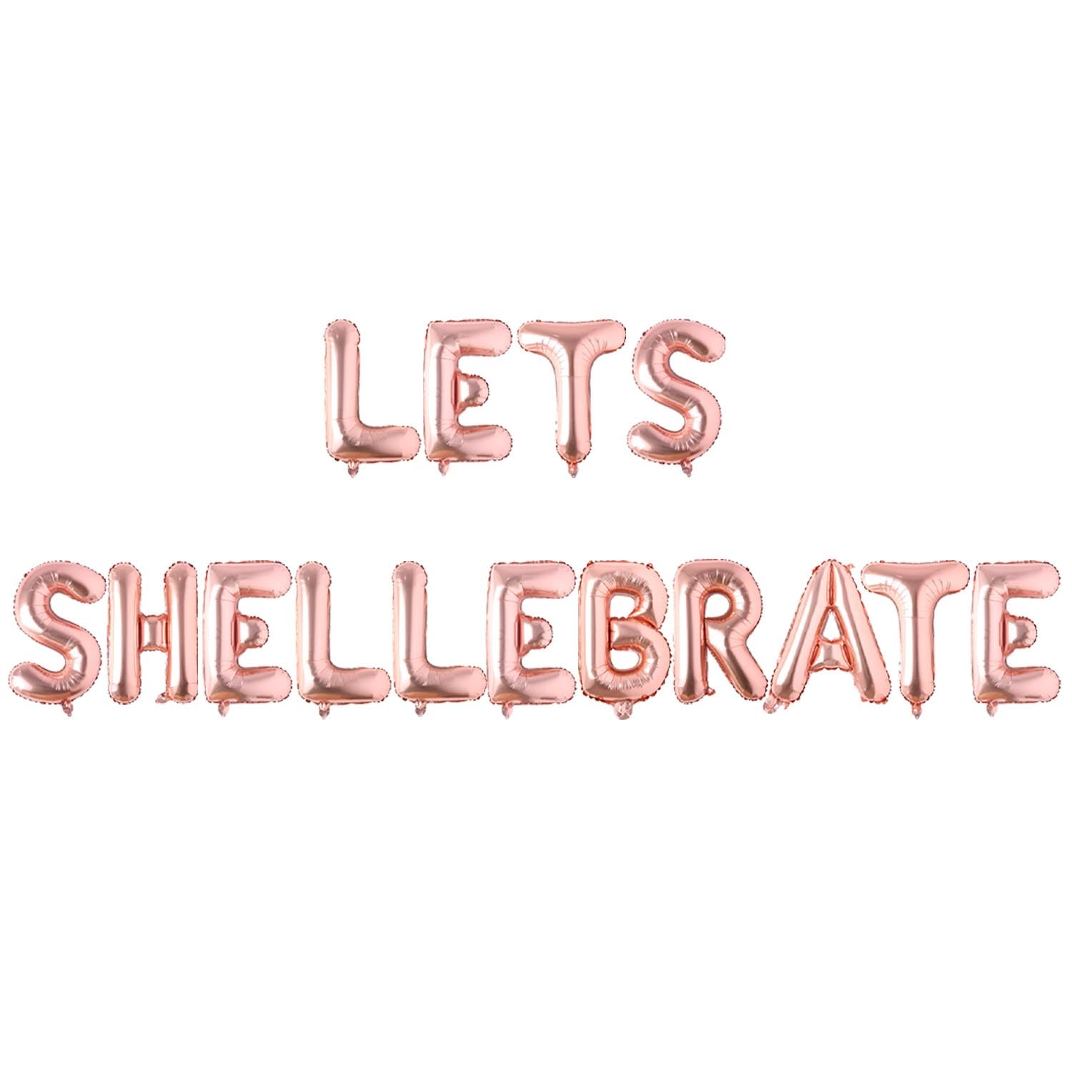 Shell Themed Party Decoration, Rose Gold Let's Shellebrate Foil Balloon Banner with Pink Shell Balloon for Bridal Shower and Birthday Party Decoration Supplies