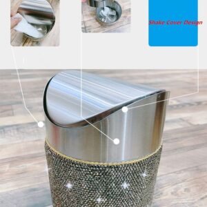 Daofaith Trash Can Wastebasket – Garbage Container Bin Waste Basket Crystal Rhinestone Bedazzled Glitter Deco Vanity Home Office Desk, Perfect for Vanity and Small Items -Black