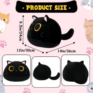 MDCGFOD Black Cat Plushies Pillow Cute Stuffed Animal Plush Toys Kawaii Stuff Soft Plush Doll Cat Shape Sofa Pillow Stuff Cat Baby Plush Toys for Kids Girlfriend Birthday (14in/36cm)