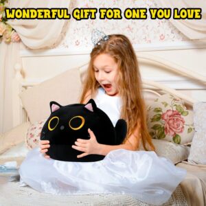 MDCGFOD Black Cat Plushies Pillow Cute Stuffed Animal Plush Toys Kawaii Stuff Soft Plush Doll Cat Shape Sofa Pillow Stuff Cat Baby Plush Toys for Kids Girlfriend Birthday (14in/36cm)