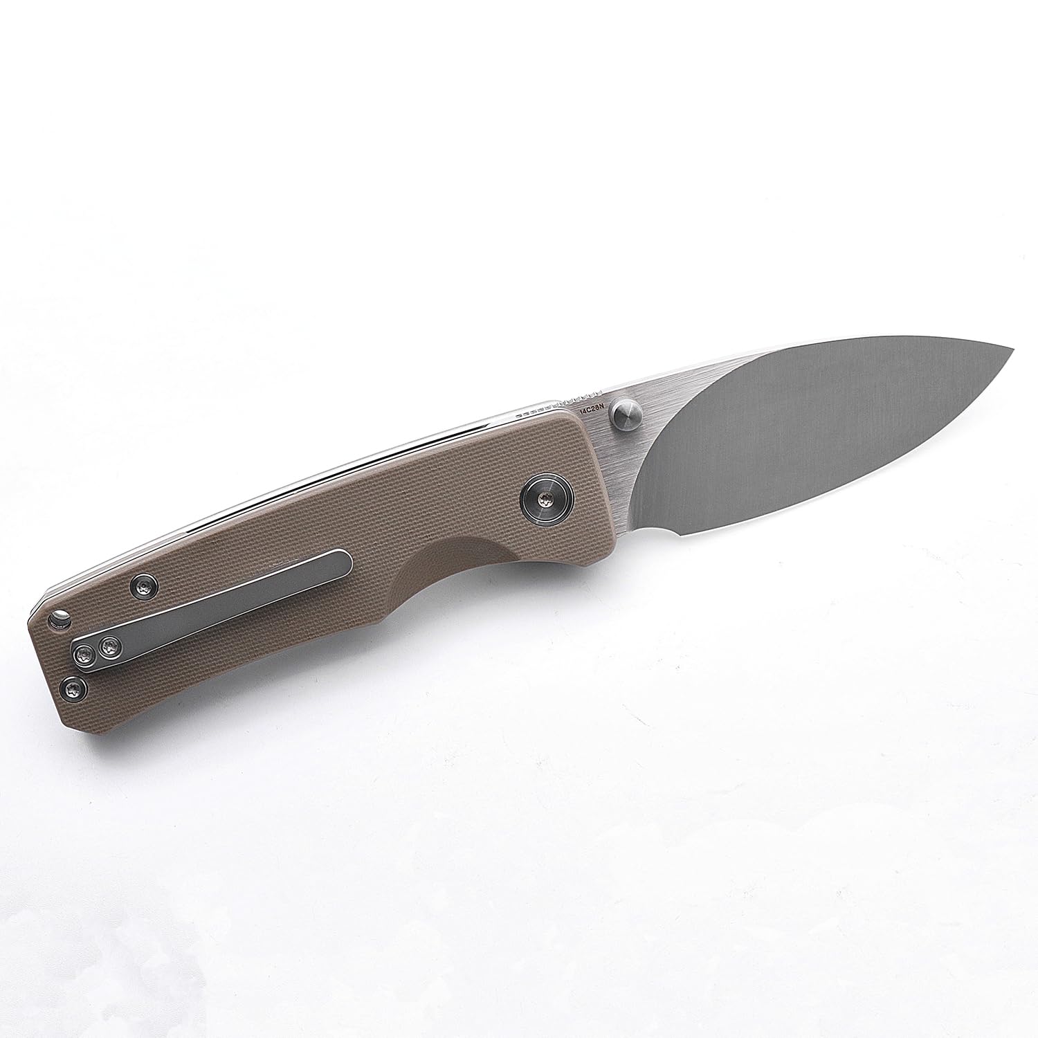 Miguron Knives M Pelora Folding Knife 3.25" 14C28N Satin Blade Tan G10 Handle Pocket Knife MGR-804TN