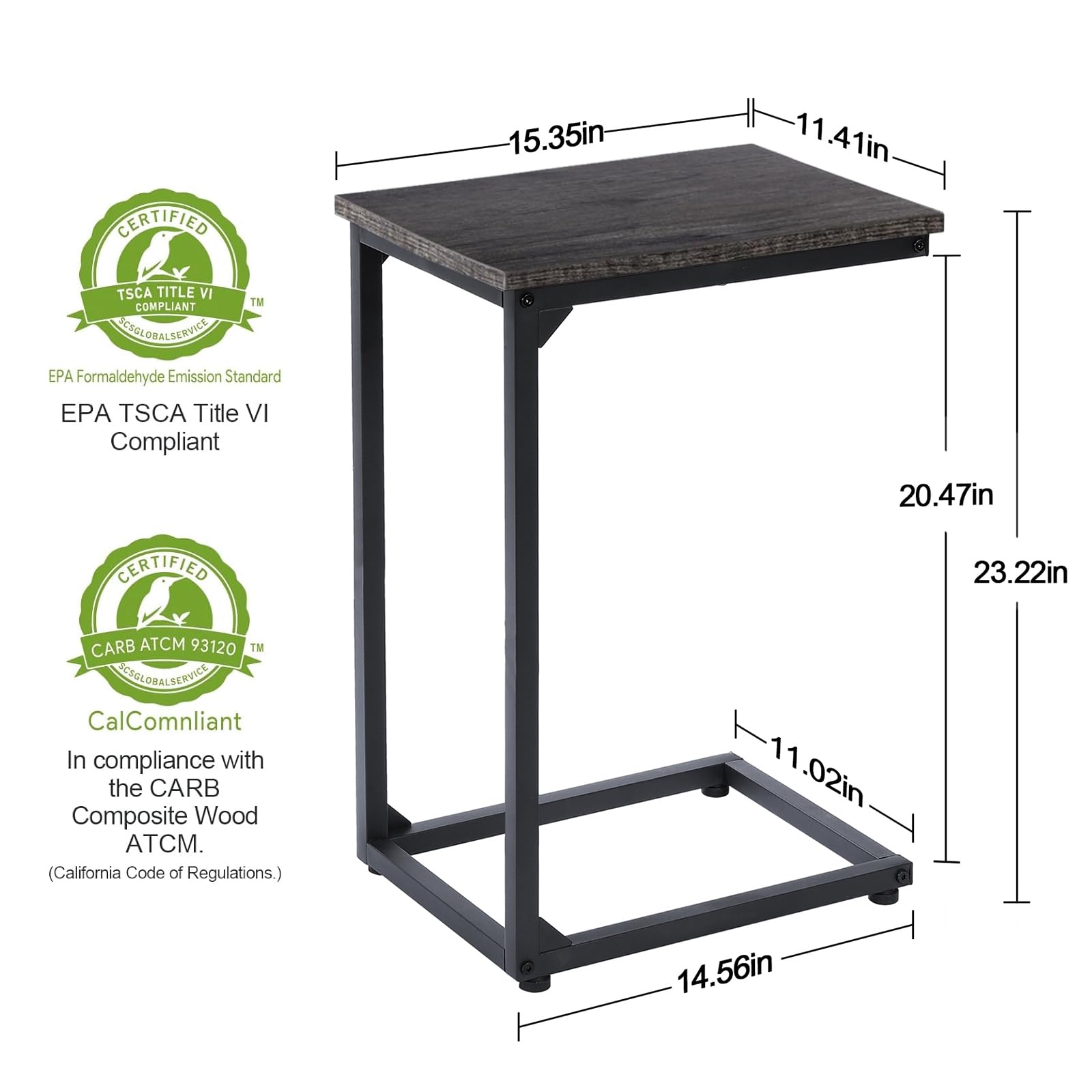 AMHANCIBLE C Shaped Side Table Set of 2, C Table End Tables for Sofa, Couch Table for Small Space, TV Trays for Living Room, Metal Frame, Accent Table HET02CDG