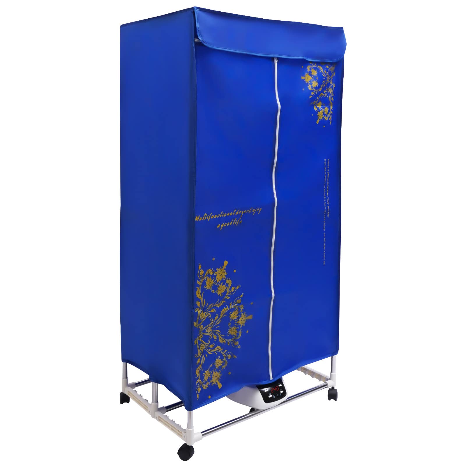 Portable Clothes Dryer, Clothes Dryer with Remote Control, Folding Wardrobe Drying Machine for Home, Apartment, Dormitory, Hotel, Timing Function & 3 Gears Adjustment