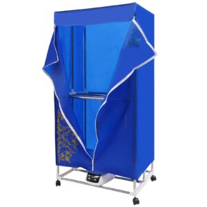 Portable Clothes Dryer, Clothes Dryer with Remote Control, Folding Wardrobe Drying Machine for Home, Apartment, Dormitory, Hotel, Timing Function & 3 Gears Adjustment