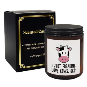 mancheng-zi cow candle, cow gifts for women girls cow lovers, cute cow gifts,i just freaking love cows ok scented candles