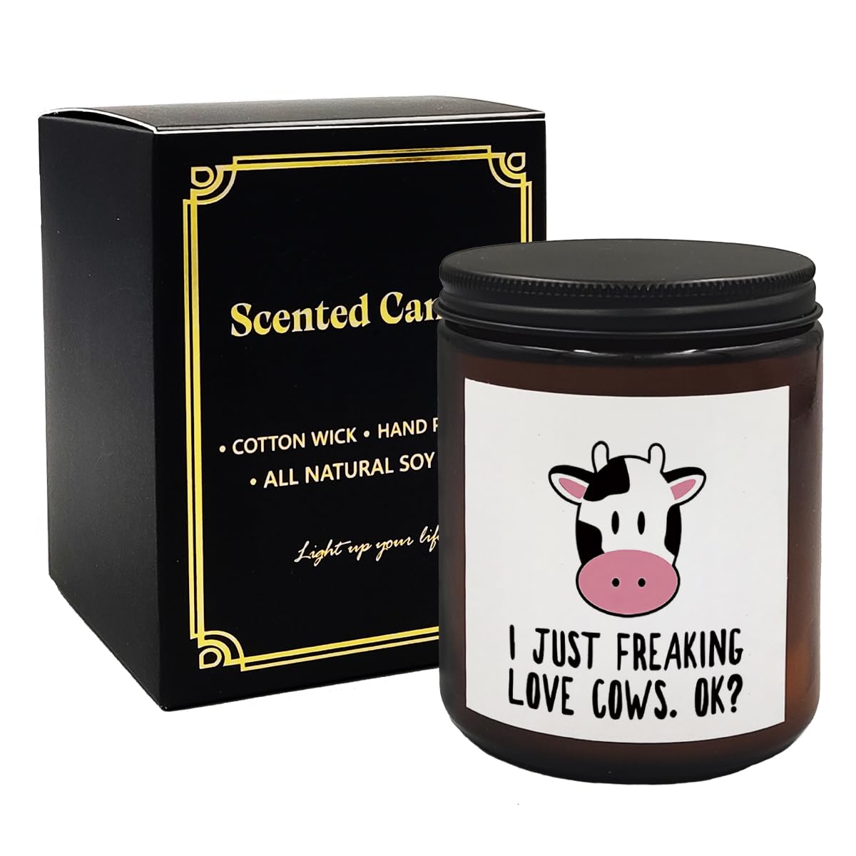 Mancheng-zi Cow Candle, Cow Gifts for Women Girls Cow Lovers, Cute Cow Gifts,I Just Freaking Love Cows OK Scented Candles