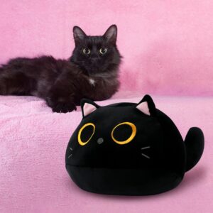 MDCGFOD Black Cat Plushies Pillow Cute Stuffed Animal Plush Toys Kawaii Stuff Soft Plush Doll Cat Shape Sofa Pillow Stuff Cat Baby Plush Toys for Kids Girlfriend Birthday (14in/36cm)