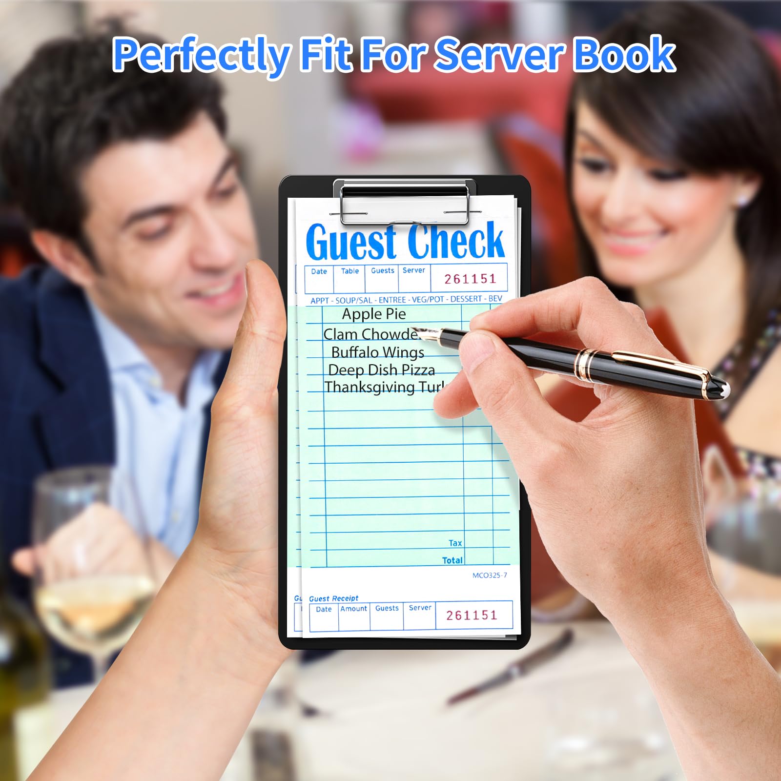 Darcvds 5 Pack Guest Check Books, Server Note Pads for Restaurant, Green Waiter Checkbook, Waitress Notepad, Food Receipt Book, Restaurant Order Pad 50 Sheets/Pack, 250 Total Tickets