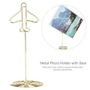 10Pcs Metal Table Number Holders, Airplane Shaped Place Card Holders for Wedding Party Tabletop, Picture Holders Stand for Photo Name Cards Menu Memo