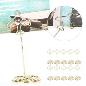 10Pcs Metal Table Number Holders, Airplane Shaped Place Card Holders for Wedding Party Tabletop, Picture Holders Stand for Photo Name Cards Menu Memo