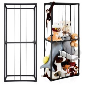 stuffed animal storage standing storage organizer display large stuffed animal holder plush toy storage for kids room playroom bedroom nursery, easy to assemble pvc (black)