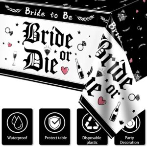 Bride or Die Bachelorette Party Decorations-121Pcs Halloween Bride or Die Paper Plates and Napkins Cups and Tablecloth Disposable Dinnerware Set for Bridal Shower Engagement Wedding Bachelorette Party