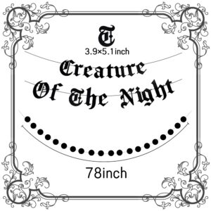 LaVenty Creature Of The Night Banner Garland Goth Banner Gothic Garland Horror Movie Night Decoration Goth Bedroom Decoration Birthday Wedding Bridal Shower Banner