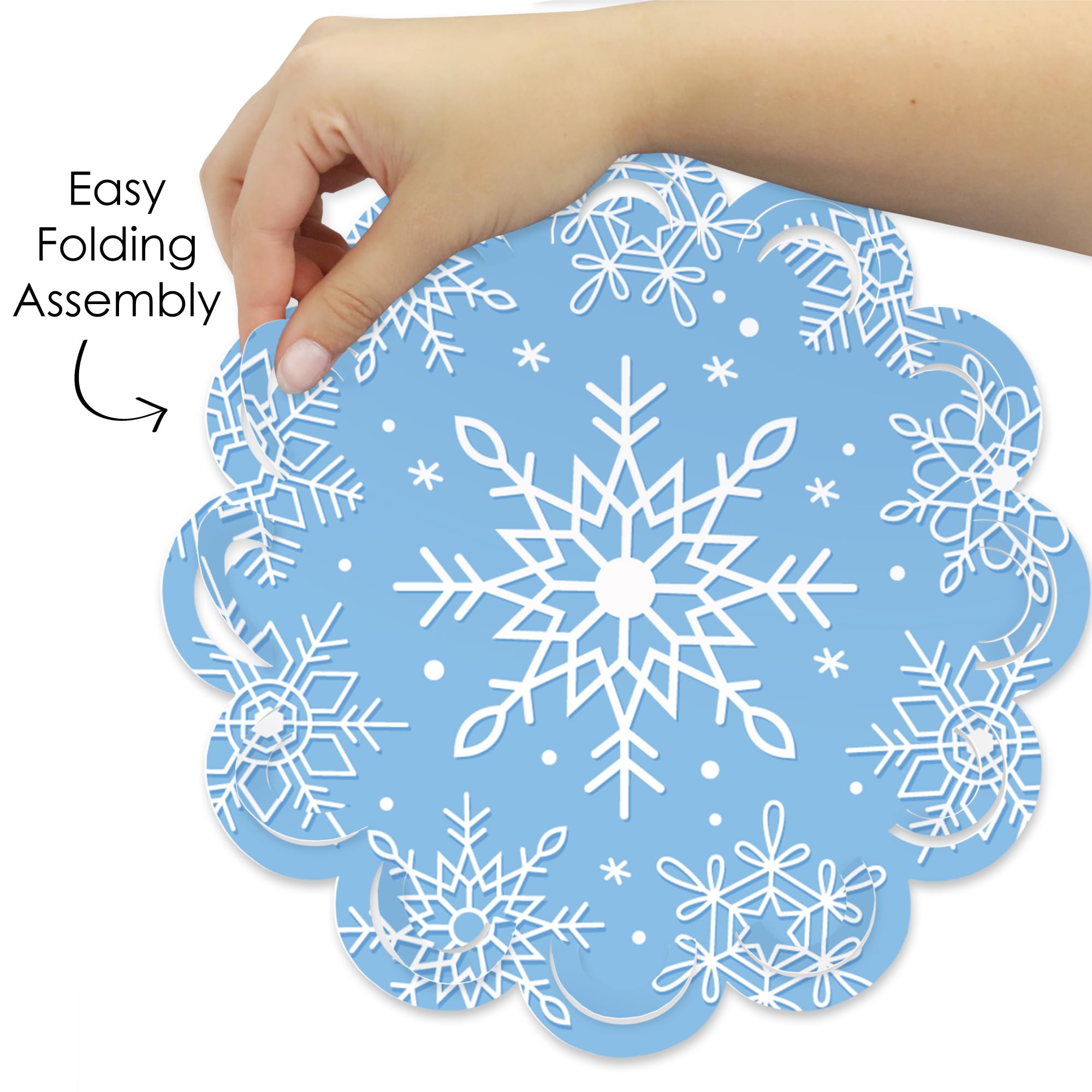 Big Dot of Happiness Blue Snowflakes - Winter Holiday Party Round Table Decorations - Paper Chargers - Place Setting For 12