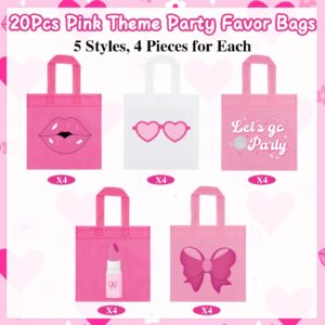 FHzytg 20Pcs Pink Girl Party Favor Bags, Hot Pink Princess Party Candy Bags Gift Bags Pink Theme Party Treat Goodie Bags for Pink Princess Birthday Baby Shower Bachelorette Party Decoration