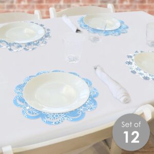 Big Dot of Happiness Blue Snowflakes - Winter Holiday Party Round Table Decorations - Paper Chargers - Place Setting For 12