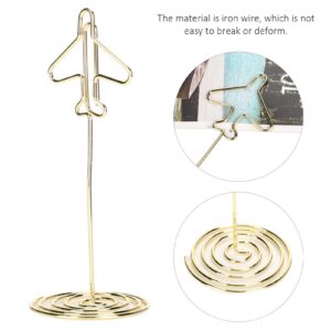 10Pcs Metal Table Number Holders, Airplane Shaped Place Card Holders for Wedding Party Tabletop, Picture Holders Stand for Photo Name Cards Menu Memo