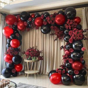 Black Red Balloon Garland Burgundy Black Balloons Premium Maroon Black Latex Balloon Ruby Red Black Balloon Arch for Halloween Vampire Christmas Birthday Wedding Prom Theme Party Decor