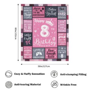 NORGOPRON 8 Year Old Girl Birthday Gift, Birthday Gifts for 8 Year Old Girl, 8th Birthday Gifts for Girl, Birthday Present for 8 Yr Girl, Birthday Gifts for Girls Age 8 Throw Blanket 50"X60"