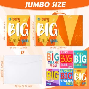 Zhanmai 12 Pack Very Big Thank You Card Jumbo Farewell Card with Envelope Large Funny Greeting Cards Giant Appreciation Cards Gift for Employee Coworker Birthday Christmas Gift, 14.4 x 22.1''