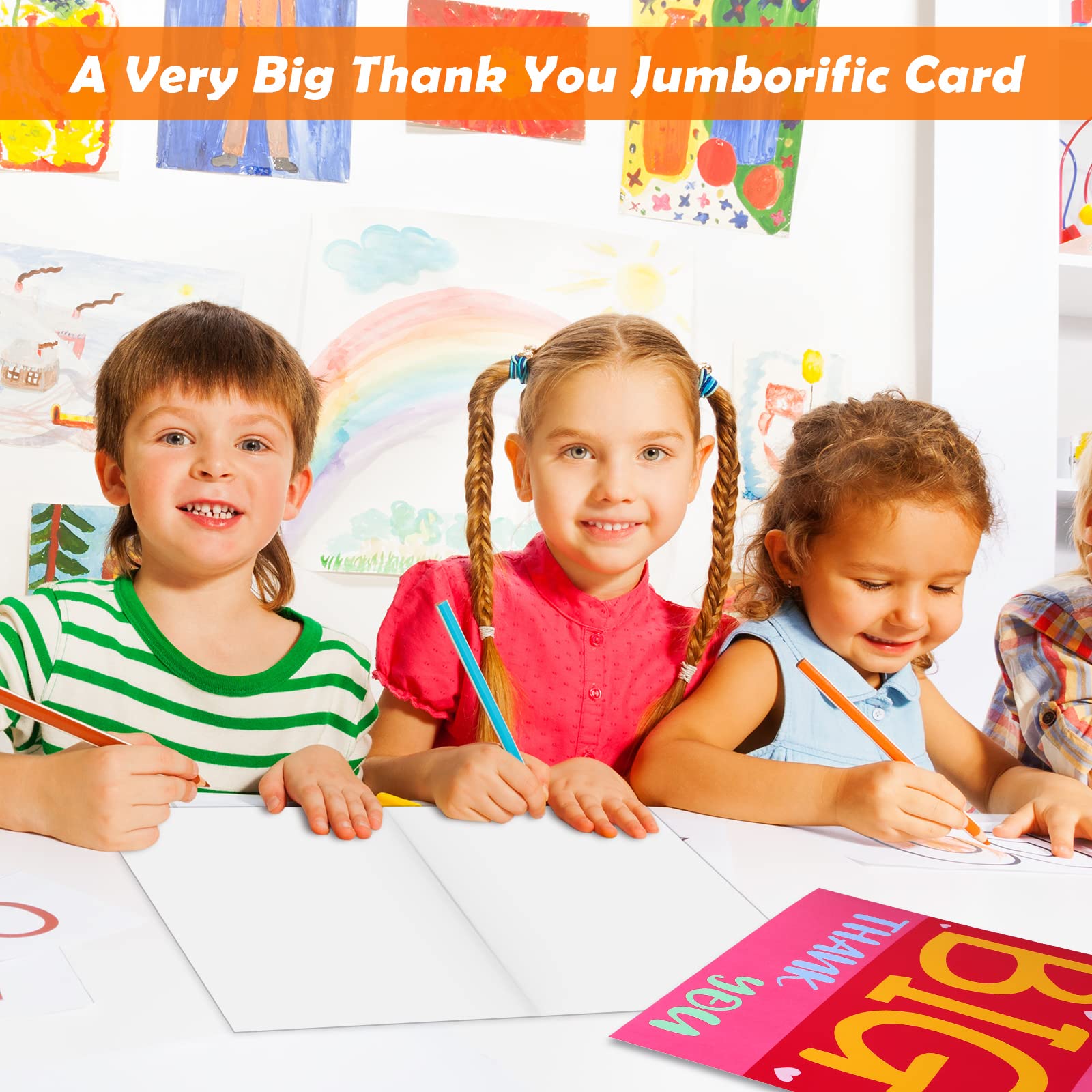 Zhanmai 12 Pack Very Big Thank You Card Jumbo Farewell Card with Envelope Large Funny Greeting Cards Giant Appreciation Cards Gift for Employee Coworker Birthday Christmas Gift, 14.4 x 22.1''