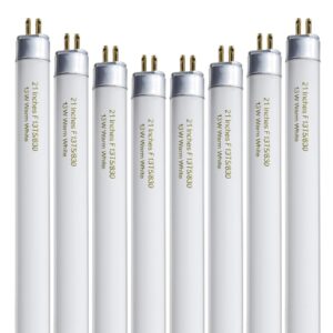 21 inch t5 fluorescent light bulb 13 watt f13t5/ww compatible with sylvania satco philips ge under cabinet tube light warm white 800 lumen g5 base 8 count