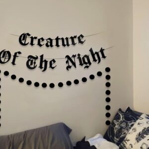 LaVenty Creature Of The Night Banner Garland Goth Banner Gothic Garland Horror Movie Night Decoration Goth Bedroom Decoration Birthday Wedding Bridal Shower Banner