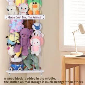 Stuffed Animal Storage Soft Toy Organizer, Kids Room Stuffed Animal Holder Zoo with Adjustable Length Large Corner Plush Toy Shelf Wall Hanging Storage for Nursery Playroom Bedroom