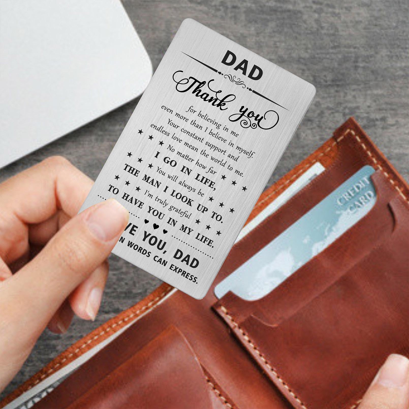 Gifts for Dad - Dad Engraved Wallet Card - Thank You Dad Gifts - Dad Gifts from Daughter Son - Dad Birthday Father's Day Card from Child